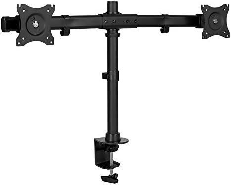 Mount-It! Dual Monitor Desk Stand, C-Clamp & Grommet Base