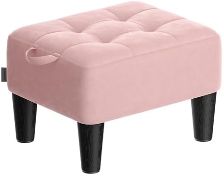 SONGMICS Foot Stool, Small Velvet Ottoman with Thick Cushion