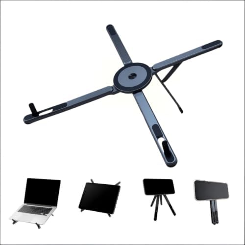 4-in-1 Magnetic Foldable Stand, Adjustable Holder for 10-17" Laptop, 4-13" Phone & Tablet