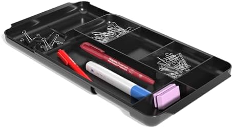 TRU RED Expandable Plastic Drawer Organizer, 7-Compartment, Black