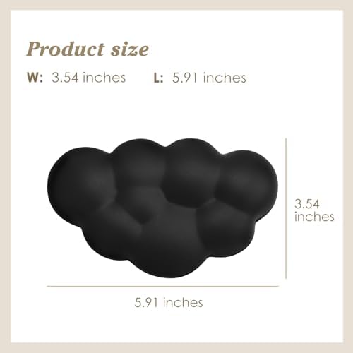Cloud Wrist Rest Cushion for Mouse Ergonomic Soft PU Leather Memory Foam Wrist Pain Relief Mouse Wrist Support Pad with Anti-Skid Base for Office School Home Laptop & Computer Mouse (Black)