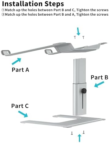 ALASHI Laptop Stand, Height Adjustable Desk Riser, 10-17.3", Silver