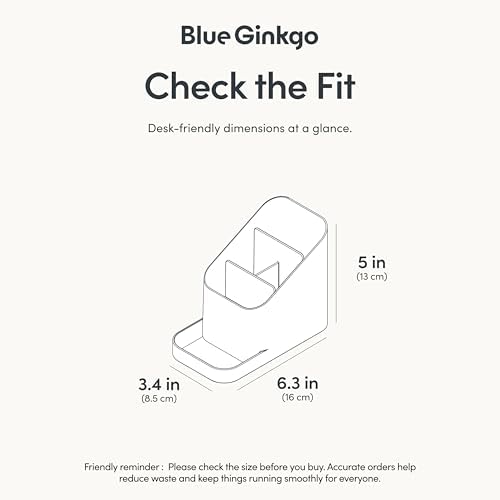 BLUE GINKGO Pen Holder, Desk Organizer, White, Made in Korea