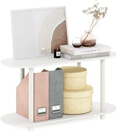 Furinno Turn-N-Tube No Tools Modern Oval Side Table, White/Virgin White