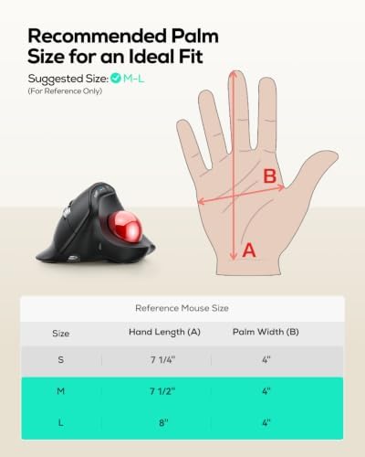 Nulea Wireless Ergonomic Vertical Trackball Mouse Thumb Control