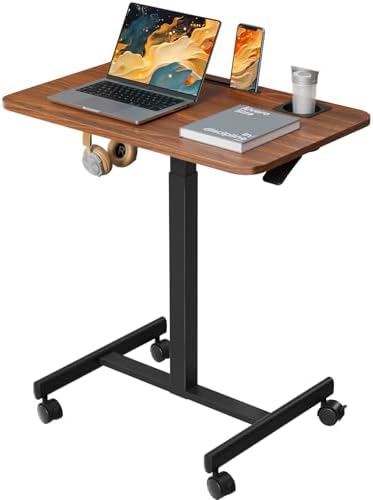 28 inch Small Mobile Standing Desk Height Adjustable with Wheels