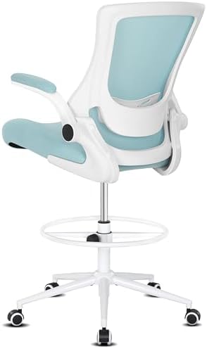 Misolant Tall Office Chair, Drafting Chair for Standing Desk, High Office Chair with Adjustable Lumbar Support, Flip-up Arm and Footrest Ring, Tall Drafting Chair for Bar Height Desk