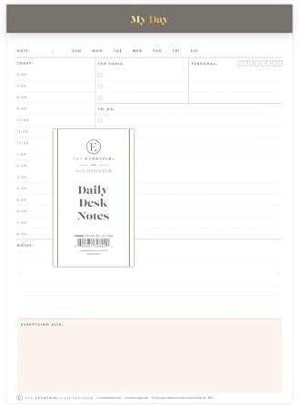 Blue Sky Desk Notes, Undated Daily Notepad, 7"x9", Gray