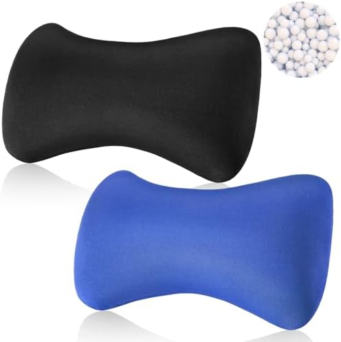 Thyle 2 Pcs Bead Neck Pillow 15 x 8 Inch Bone Shape Pillow, Black,Blue