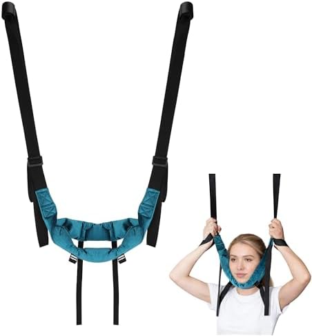 Cervical Neck Traction Harness Device Adjustable Portable Over The Door Neck Stretcher Hammock with Pull Ring for Home Physical Therapy Decompression Nursing Supplies(Hanging Door Design)