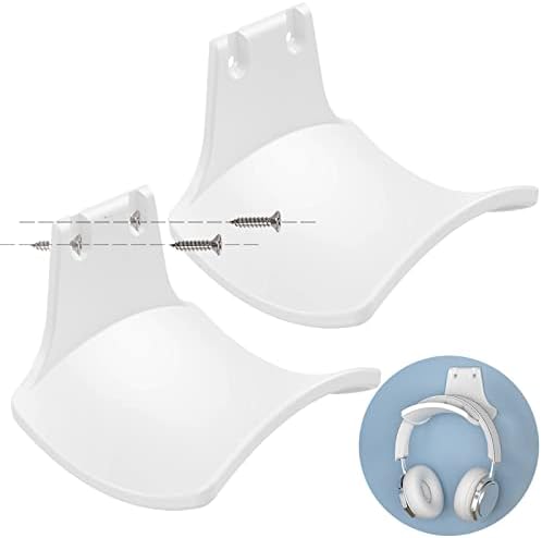 2-Pack Never Fall Headphone Hook Wall Mount Headset Holder White