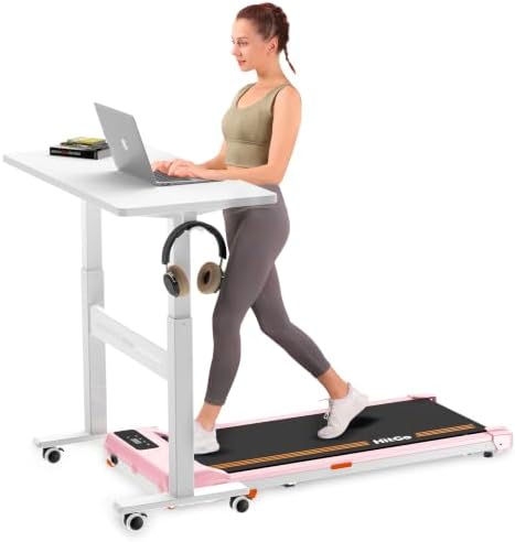 HitGo Mobile Standing Desk with Wheels,Pneumatic Height Adjustable Desk