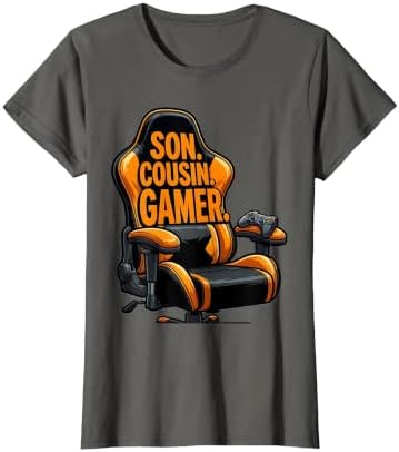 Son Cousin Gamer Funny Cartoon Gaming Chair Humor T-Shirt