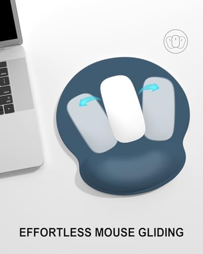 Auhoahsil Mouse Pad, Ergonomic Mouse Pad with Wrist Rest, Pain Relief Computer Gel Mouse Pad Wrist Support for Laptop, Mousepad with Non-Slip PU Base, Mouse Pads for Desk, Navy Blue