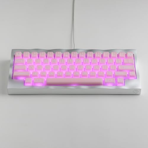 ULTRAEQUIP Keycap Set Pink Jade, 160 Keys RSA Profile PBT Keycaps Double Shot Translucent Custom Set with Split 7U Spacebar for Alice ISO ANSI 60, 75, 80, 95, 100% Mechanical Keyboard