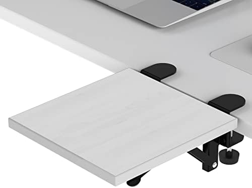 Sisyphy Ergonomics Desk Extender Tray, 9.5x9.1" Punch-Free Clamp on, Foldable Keyboard Drawer Tray, Table Mount Arm Wrist Rest Shelf, Computer Elbow Arm Support