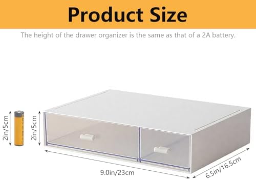 Desk Organizer-Stackable Storage Drawers, Desk Drawer Organizer Perfect For Collection Small Item/Cosmetic Office Supplies - 2 drawers (White)