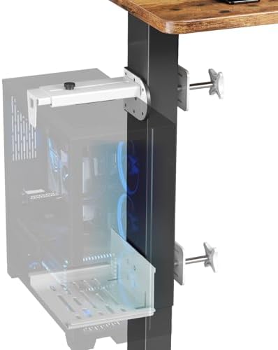 JOY worker Under Desk PC Mount for Standing Desk, Clamp-On Leg CPU Holder