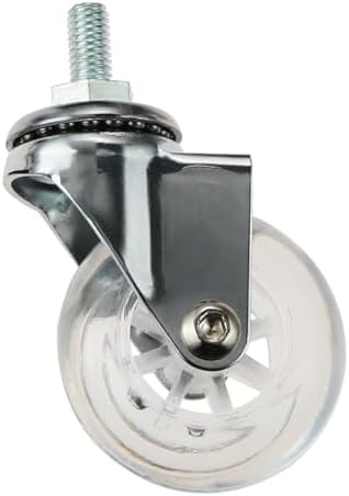 Castor Wheels 2-inch 8 * 15 Screw Brake Transparent Wheel Screw Threaded Stem Casters Office Chair Caster Wheel Clear Swivel Casters with Brake for Sofa Chair Cabinet Casters Wheels,Stem Casters