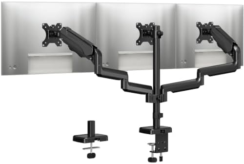 MOUNTUP Triple Monitor Stand Mount - 3 Monitors Desk Mount for Computer Screens Up to 27 inch, Triple Monitor Arm, Heavy Duty Monitors Stand, Each Arm Holds 4.4-19.8 lbs, Black