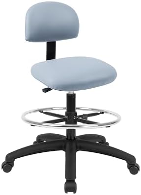 FSS Series Square seat Tall (24"-34") seat Height Chair. Vinyl-for Office, Garage, Desk, Shop, Computer, Doctor, Medical, Easy to Clean! 18" Footring (Gray, Tall, _Standard Casters)
