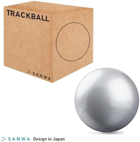 SANWA Small Trackball 34mm/1.34in, Replacement Ball for Logitech M575, M570, MX Ergo, ELECOM, Kensington, Perixx, and Other Compatible Trackball Mice, Glossy Silver