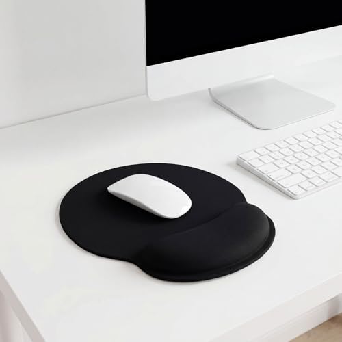 Sabary 12 Pack Ergonomic Mouse Pad with Wrist Rest Gel Memory Foam Nonslip Base Comfortable Computer Mouse Pad for Computer Office Gaming Pain Relief Wrist Support (9.8 x 9 Inches Black)