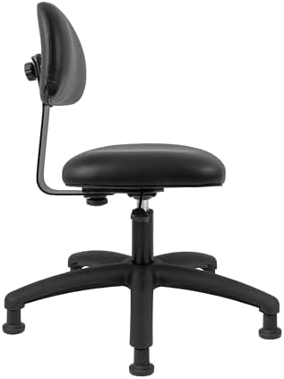 FSS Series Square seat Low (17"-22") seat Height Chair. Vinyl-for Office, Garage, Desk, Shop, Computer, Doctor, Medical, Easy to Clean! NO Footring (Black, Low, Glides)