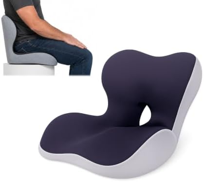 Orthopedic Seat Cushion – L-Shaped Lumbar Support Memory Foam Comfort for Long Sitting, Ergonomic Support for Office Chair, Wheelchair, Car & Travel (Dark Gray,1)