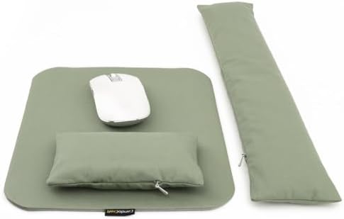 Large Mouse Pad Wrist Support Set, Bean Bag Mouse and Keyboard Wrist Rest Filled Ergo Beads, Easy Typing Gaming Home Office (Light Army Green)