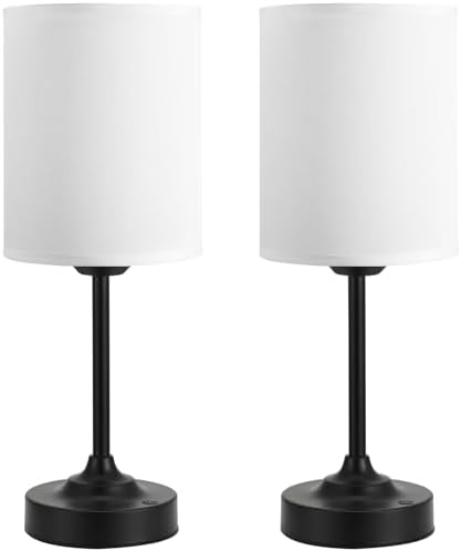Touch Control Cordlss Table Lamp, USB-C Rechargeable Lamp with Stepless Dimming, 4000mAh Battery Operated Bedside Lamp for Bedroom, Living Room, Night Light & Emergency Lighting, Black, 2 Pack