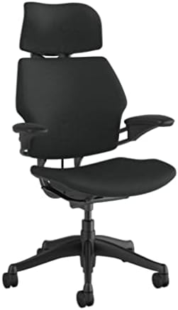 Humanscale Freedom Office Chair with Headrest - Ergonomic Work Chair with Advanced Highly Adjustable Duron Arms and Gel Seat - Wheels for Hard Flooring - Graphite Frame with Graphite Corde 4 Fabric
