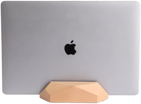 Adjustable Vertical Laptop Stand, MacBook Holder Wood Stand, Wooden Laptop Stand, Vertical Laptop Holder for Desk, Width Adjustable Dock Fits All MacBook/Surface Pro