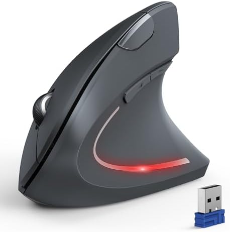 TECKNET Ergonomic Mouse, 4800 DPI Wireless Bluetooth Vertical, 3-Device