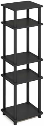 Furinno Turn-N-Tube Storage Shelves, Stackable Standing Shelf, Open Corner Shelf, for Organization and Storage, Living Room, Garage, Home Office, Americano