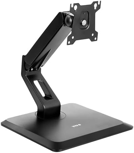 VIVO Premium Single 17 to 32 inch VESA Monitor and Touch Screen Desk Stand with Rotating Base, Freestanding Pneumatic Height Adjustable Arm, 12 inch Maximum Screen Height, Black, STAND-V001R