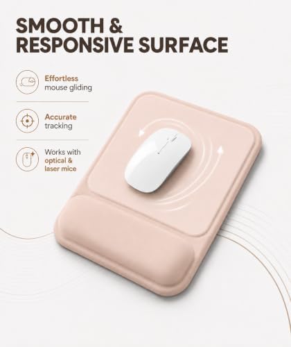 eulps Ergonomic Mouse Pad with Wrist Rest, Gel Mousepad with Soft Wrist Support, Non-Slip PU Base, Smooth Surface Mouse Pad for Wrist Pain Relief, Computer Laptop Office Home & Gaming (Nude Apricot)
