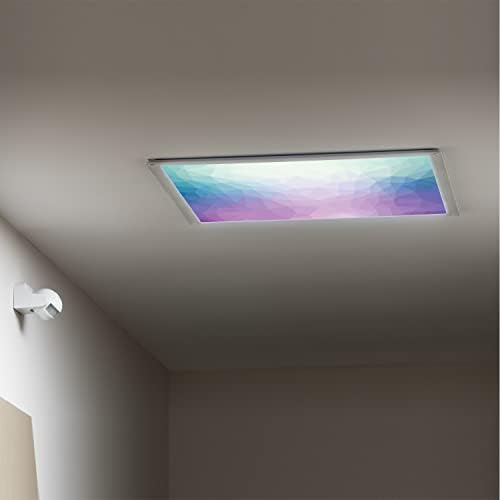 Fluorescent Light Cover Decorative Ceiling Light Filters,Pink Purple Pattern,for Classroom Office Hospitals Home Ceiling Decorative,2ft x 4ft,Blue Lilac Pale Teal