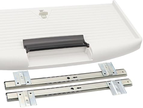Keyboard Tray Under Desk Sliding Drawer Shelf Pull Out Computer Keyboard Drawer with Smooth Metal Rail and Pp Build Suitable for Home Office, White 27mm W Rail