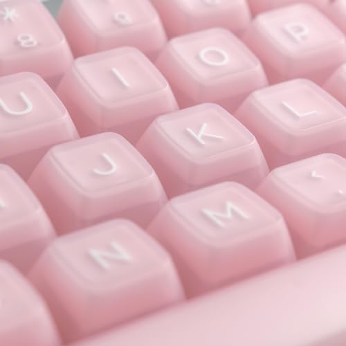 ULTRAEQUIP Keycap Set Pink Jade, 160 Keys RSA Profile PBT Keycaps Double Shot Translucent Custom Set with Split 7U Spacebar for Alice ISO ANSI 60, 75, 80, 95, 100% Mechanical Keyboard