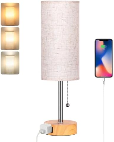 Dott Arts Table Lamp for Bedroom, 3-Color Bedside Lamps with Pull Chain
