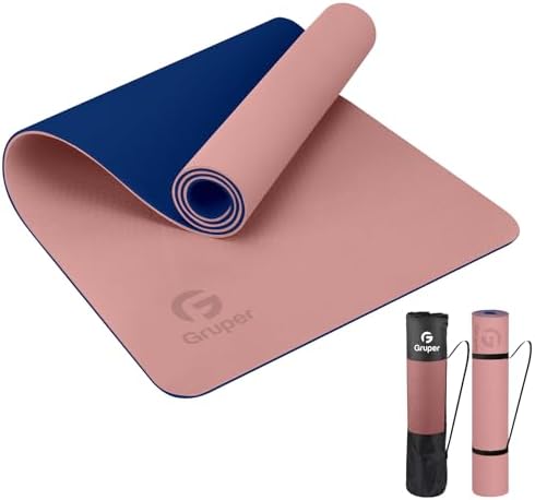 Gruper Yoga Mat Non Slip, Eco Friendly Exercise Mat with Carrying Strap