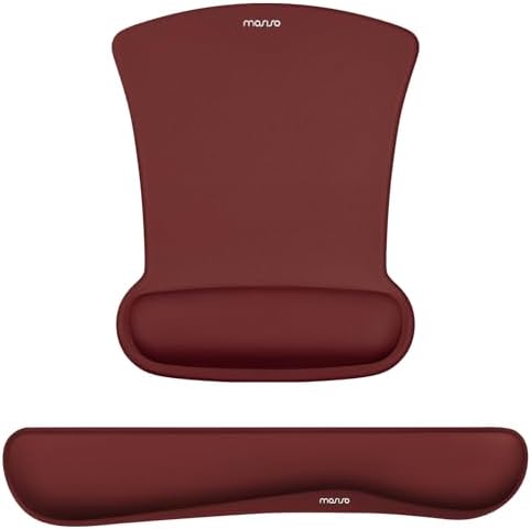 MOSISO Wrist Rest Support for Mouse Pad & Keyboard Set, Wine Red