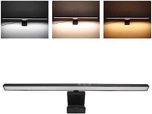 Monitor Light Bar Desk Light Bar 3 Switchable Light Modes Stepless Dimmable Touch Control Computer Screen Light Bar for Office Home White (Black)
