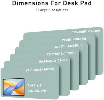 Aothia Faux Leather Desk Mat - Large Mouse Pad, Non-Slip PU Leather Blotter, Waterproof Writing Surface for Office and Home (Light Blue, 63" x 24")