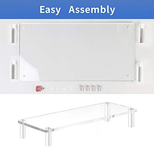 YestBuy 20x7.5 Acrylic Monitor Stand Riser, Clear Computer Stand for Laptop, iMac, Pc, Printer, Desktop Ergonomic,Desk Riser Work from Home Accessories Office Supplies Platform Save Space