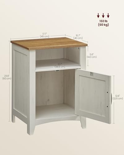 VASAGLE Farmhouse Nightstand with Barn Door, Bedside Table, Set of 2