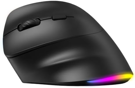 MEETION Left-Handed Ergonomic Vertical Wireless RGB Mouse, Black