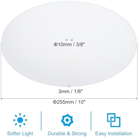 PATIKIL Lampshade Diffuser, 10" Diameter with 3/8" Center Hole Round Diffuser for Drum Lampshades Pendants Light Fits 10.5-12" Openings, Frosted White