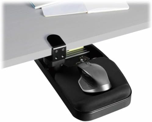TRIPP LITE Under Desk Storage Tray Clamp-on Storage Tray w Mouse Pad, Wrist Rest - Office Desk Organizer 360 Swivel 5-Year Warranty (DMUDSC)